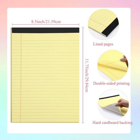Gueevin 12 PCS 8.5 '' x 11 '' Pads Legal Pads Colored Size 40 ورقة لكل من المفكرة Micro Debored Notebord Pad for School ، College ، Office ، Business (Colorful ، Cloy) in Kuwait