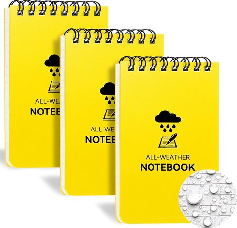 3 Pack Waterproof Notebook, 3 x 5 Pocket Notepad, All Weather Small Pocket Notebook Stone Paper, Mini Spiral Notepad Police Notepad 100 Lined Pages for Outdoor Office in Saudi Arabia
