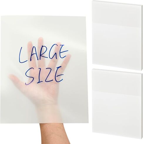 Gueevin 100 Sheets 6.8 x 9.8 Inch Transparent Sticky Notes, Extra Large Clear Self Sticky Notes, 2 Pads Waterproof Jumbo Translucent Paper, Office Supply(Blank Style) in Kuwait