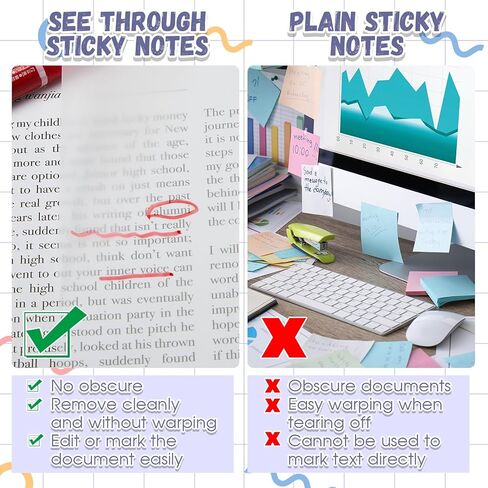 Gueevin 100 Sheets 6.8 x 9.8 Inch Transparent Sticky Notes, Extra Large Clear Self Sticky Notes, 2 Pads Waterproof Jumbo Translucent Paper, Office Supply(Blank Style) in Kuwait