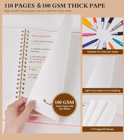 Spiral Notebook Journal 8.5" x 11", A4 Large Pink Notebooks for Women Men, College Ruled Lined Journal, 100 GSM Paper, Plastic Hardcover Spiral Bound Journals for Work School Note Taking Business in Kuwait