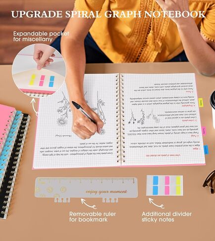Spiral Notebook Journal 8.5" x 11", A4 Large Pink Notebooks for Women Men, College Ruled Lined Journal, 100 GSM Paper, Plastic Hardcover Spiral Bound Journals for Work School Note Taking Business in Kuwait
