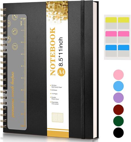 Spiral Notebook Journal 8.5" x 11", A4 Large Pink Notebooks for Women Men, College Ruled Lined Journal, 100 GSM Paper, Plastic Hardcover Spiral Bound Journals for Work School Note Taking Business in Kuwait