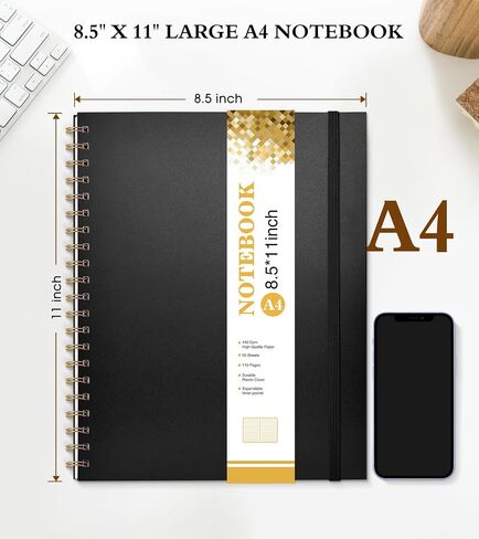 Spiral Notebook Journal 8.5" x 11", A4 Large Pink Notebooks for Women Men, College Ruled Lined Journal, 100 GSM Paper, Plastic Hardcover Spiral Bound Journals for Work School Note Taking Business in Kuwait