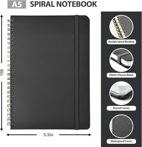 Journaling Notebooks, Lined Spiral Journal Notebook for Women & Men, 146 Pages College Ruled Hardcover Note Book for Work, Note Taking, Journaling, School, Writing, A5(5.5''x8'') in Kuwait