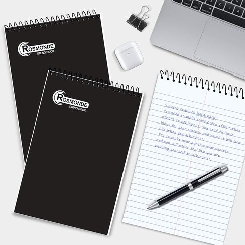 12 Pack Spiral Steno Pads ، 6 × 9 ، قاعدة Gregg ، وسادة Steno Black ، طويلة الأمد - 80 ورقة (160 صفحة) ، دفتر حلزوني أعلى ، دفتر ستينو السائبة للأعمال التجارية ، Top Spiral Steno Book for Office in Kuwait