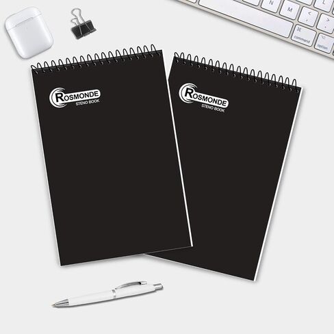 12 Pack Spiral Steno Pads ، 6 × 9 ، قاعدة Gregg ، وسادة Steno Black ، طويلة الأمد - 80 ورقة (160 صفحة) ، دفتر حلزوني أعلى ، دفتر ستينو السائبة للأعمال التجارية ، Top Spiral Steno Book for Office in Kuwait