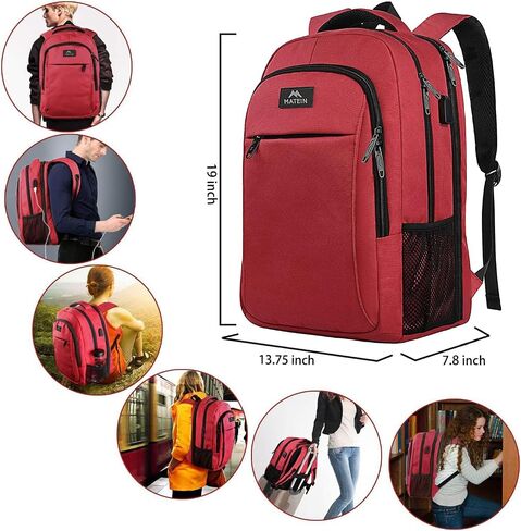 MATEIN Travel Laptop Backpack, Business Anti Theft Slim Sturdy Laptops Backpack with USB Charging Port, Water Resistant College School Computer Bag Gift for Men & Women Fits 15.6 Inch Notebook, Grey in Saudi Arabia