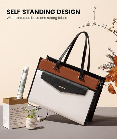 LoveVook Lapper Bag for Women ، 15.6 '' Bustop Burse 2-in-1 حقيبة عمل محترفة مع حقيبة عمل مع محفظة القابض ، حقيبة كتف اليدين الجلدية المقاومة للماء للمعلم. in Kuwait