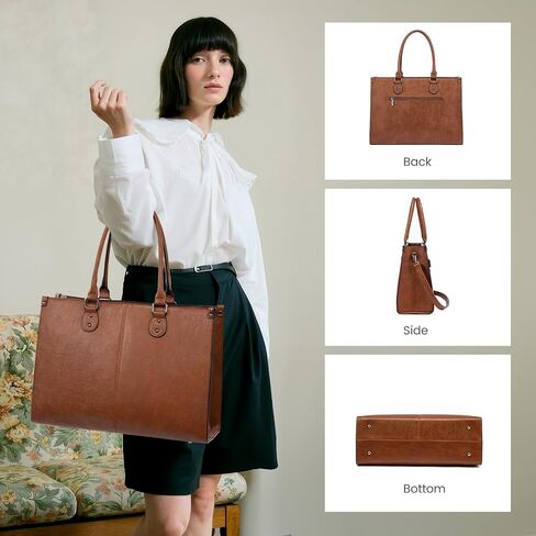 LOVEVOOK Laptop Bag for Women, 15.6 inch Laptop Tote Bag Vintage Work Bags for Women Computer Bag Office Briefcase Handbag in Saudi Arabia