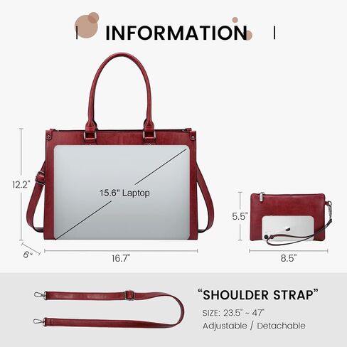 LOVEVOOK Laptop Bag for Women, 15.6 inch Laptop Tote Bag Vintage Work Bags for Women Computer Bag Office Briefcase Handbag in Saudi Arabia