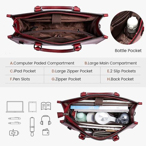 LOVEVOOK Laptop Bag for Women, 15.6 inch Laptop Tote Bag Vintage Work Bags for Women Computer Bag Office Briefcase Handbag in Saudi Arabia