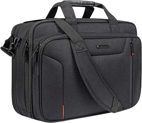 EMPSIGN Stylish Laptop Bag Briefcase, 17.3 Inch Laptop Case Expandable Messenger Bag for Men Water Repellent, RFID Blocking Office Carrying Shoulder Bag for Work Business Travel-Black in Kuwait