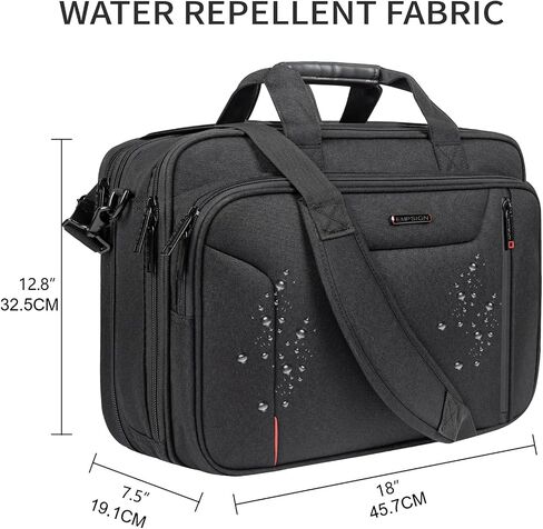 EMPSIGN Stylish Laptop Bag Briefcase, 17.3 Inch Laptop Case Expandable Messenger Bag for Men Water Repellent, RFID Blocking Office Carrying Shoulder Bag for Work Business Travel-Black in Kuwait