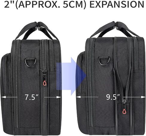 EMPSIGN Stylish Laptop Bag Briefcase, 17.3 Inch Laptop Case Expandable Messenger Bag for Men Water Repellent, RFID Blocking Office Carrying Shoulder Bag for Work Business Travel-Black in Kuwait