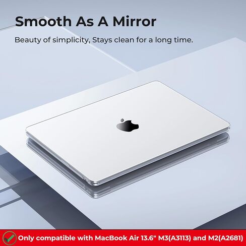 EooCoo Case Compatible with MacBook Air 13 inch 2025 2024 2023 2022 M3 M2 A3113 A2681, Clear Air 13.6" Laptop Hard Shell Case + TPU Keyboard Skin Cover + Screen Protector, Crystal Clear in Saudi Arabia