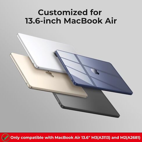EooCoo Case Compatible with MacBook Air 13 inch 2025 2024 2023 2022 M3 M2 A3113 A2681, Clear Air 13.6" Laptop Hard Shell Case + TPU Keyboard Skin Cover + Screen Protector, Crystal Clear in Saudi Arabia