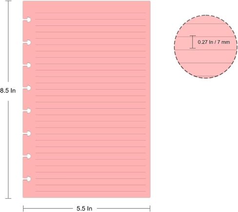 Junior Size Refills Paper, A5 Loose Leaf Paper for TUL Custom Note-Taking System Discbound Notebook Planner Inserts, 5 Colors(20 Sheets/C), Total 100 Sheets/200 Pages, College Ruled, 5.5 X 8.5 Inch in Kuwait