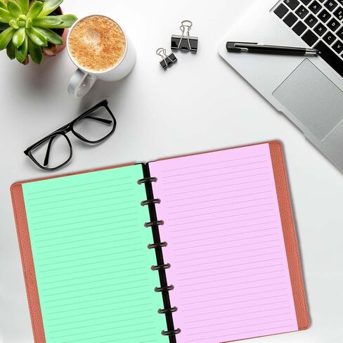 Junior Size Refills Paper, A5 Loose Leaf Paper for TUL Custom Note-Taking System Discbound Notebook Planner Inserts, 5 Colors(20 Sheets/C), Total 100 Sheets/200 Pages, College Ruled, 5.5 X 8.5 Inch in Kuwait