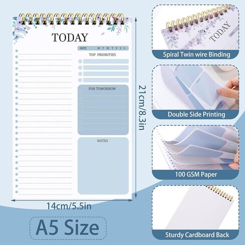 2 Packs To Do List Notepad, Totally 208 Pages To Do List Notebook A5 Undated Daily Planner Notepad with Task Checklist Home Office School Supplies, Green & Purple in Kuwait