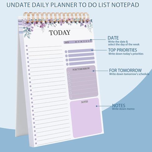 2 Packs To Do List Notepad, Totally 208 Pages To Do List Notebook A5 Undated Daily Planner Notepad with Task Checklist Home Office School Supplies, Green & Purple in Kuwait