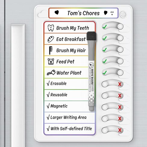 Chore Chart for Kids Dry Erase Chore Board ADHD Tools for Kids to Do List Checklist Task Board Routine Chart Planning Board for Fridge with 10 Sliders and Magnetic Marker, White and Blue, 1 Pack in Saudi Arabia