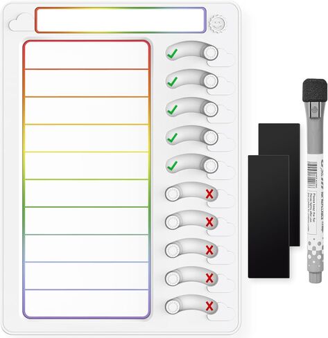 Chore Chart for Kids Dry Erase Chore Board ADHD Tools for Kids to Do List Checklist Task Board Routine Chart Planning Board for Fridge with 10 Sliders and Magnetic Marker, White and Blue, 1 Pack in Saudi Arabia