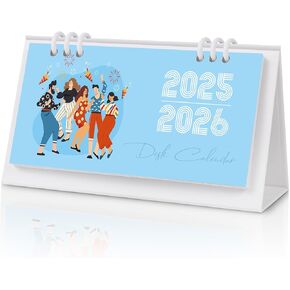 Small Desk Calendar 2025-2026, Aesthetic 2025 Desk Calendar - 6.8" x 3.7" - Runs From January 2025 Until December 2026, 24 Months Mini Desktop Calendar for School, Home and Office Supplies