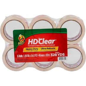 Duck HD Clear Packing Tape Dispenser – Tape Gun with 1 Roll of Heavy Duty Shipping and Moving Tape - Clear Strong Packaging Tape for Boxes, Packing and Moving Supplies - 1.88 In. x 50 Yards
