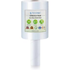 TICONN Stretch Wrap Stretch Film Roll, 1000ft Industrial Strength 15 inch Wide Clear Plastic Wrap with Handles for Pallet Wrapping Shipping Moving