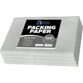 Bryco Goods Newsprint Packing Paper Sheets for Moving - 10lb - 320 Sheets of Newspaper Paper - Wrapping and Protecting Fragile Items, Box Filler, Shipping Supplies - 27" x 17" - Made in the USA