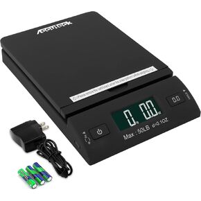 Accuteck 50 lb All-in-One Black Digital Shipping Postal Scale with Adapter (W-8250-50B)