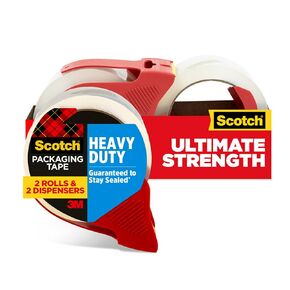 Scotch Heavy Duty Shipping Packing Tape, Clear, Holiday Shipping Supplies, 1.88 in. x 54.6 yd., 4 Tape Rolls with 4 Dispensers