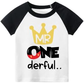 Luke & Lulu First Birthday Outfits for Baby Boys Shirts - Mouse Theme, One, 1st Birthday