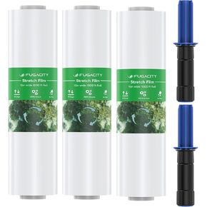 FugaCity Stretch Wrap Film-15 Inch 1000 ft 60 Gauge Shrink Wrap for Pallet Wrapping, Industrial Strength 1 Roll Pallet Wrap with Handles, Moving Supplies Plastic Wrap Roll, 500% Stretch, Transparent in Saudi Arabia