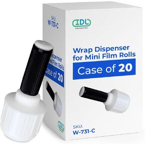 IDL Packaging W-731 Stretch Wrap Dispenser for Mini Film Rolls of 3" Core Size - Lightweight Handle for Shrink Wrap Film with Comfortable Grip - One-Hand Durable Plastic Film Dispenser