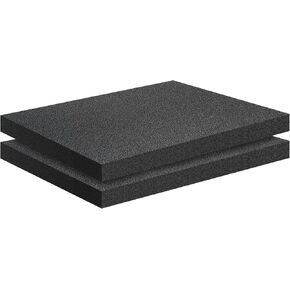 2 PCS Black Foam Padding- 16x12x1 Inch Polyurethane High Density Foam Cuttable Black Foam Sheet Packing Foam Pad Cushioning Inserts for Packing Cases and Crafts