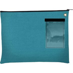 BankSupplies Canvas Interoffice Mailer, 14 oz. - 14W x 11H - Teal - Transit Bag - Large Zipper Bag with Grommet - Use with Padlock or Zip Tie for Security - Interoffice Mail Bag