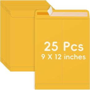 25 Pack 9 x 12 Catalog Mailing Envelopes, Self-Seal Brown Kraft Manilla Envelopes for Mailing, Organize, storage, Home, Office Business
