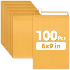 SUNEE 9x12 Envelopes Self-Seal Catalog Mailing Envelopes -100 Count, Ultra Strong Quick-Seal, 9x12 inch Brown Kraft Manila Envelopes Security Envelopes