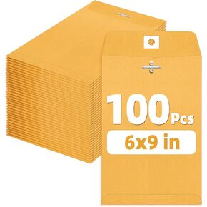 SUNEE 9x12 Clasp Envelopes 100 Count - 9x12 Inch Brown Kraft Envelopes with Clasp Closure – for Home, Office, Business, Legal or School, Great for Filing, Storing or Mailing Documents
