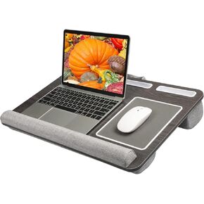 HUANUO Lap Desk - Fits up to 17 inches Laptop Desk, Built in Mouse Pad & Wrist Pad for Notebook, Laptop, Tablet, Laptop Stand with Tablet, Pen & Phone Holder (Wood Grain)