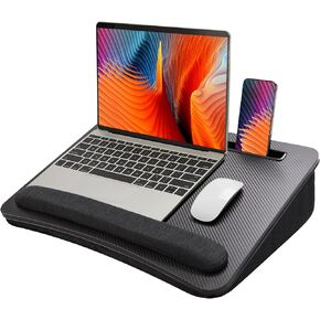 HUANUO Portable Lap Laptop Desk with Pillow Cushion, Fits up to 15.6 inch Laptop, with Anti-Slip Strip & Storage Function for Home Office Students Use as Computer Laptop Stand, Book Tablet