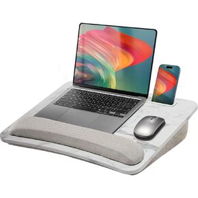 HUANUO Portable Lap Laptop Desk with Pillow Cushion, Fits up to 15.6 inch Laptop, with Anti-Slip Strip & Storage Function for Home Office Students Use as Computer Laptop Stand, Book Tablet
