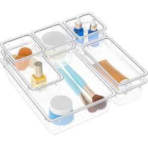 Drawer Organizers of 45 PCS Plastic Drawer Organizer Bins, 4 Sizes(3*3",6*3",9*3" 9*6") Bathroom Kitchen Office Organizers and Storage Containers for Makeup, utensils, stationery (White)