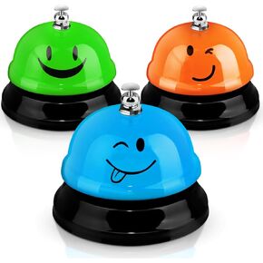 3 Pcs Desk Bell for Service Funny Front Desk Smile Face Metal Ringer Call Bell for Kitchen Hotel Restaurant Classroom(Smile Face,Red, Yellow, Blue)