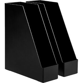 Amazon Basics Plastic Desk Organizer - Magazine Rack, Black, 2-Pack