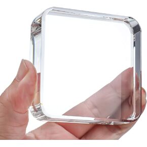 H&D HYALINE & DORA Crystal Paperweight Clear Square Crystal Paperweight Decorative Office, Glass Paperweight for Home Crafts Decor,Heavy Clear Crystal Paperweight for Photography Reading