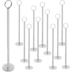 Gray Bunny Metal Table Number Holders, 12 Pack, 12 in Tall, Silver Chrome, Card Holders Tabletop Table Number Stands, Wire Clip for Restaurants Recipe Place Card Signs, Weddings, Banquets, Pictures