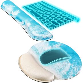 KTRIO Ergonomic Keyboard Wrist Rest, Memory Foam Wrist Rest for Computer Keyboard, Mouse Pad Set for Easy Typing & Pain Relief for Office & Home, Black